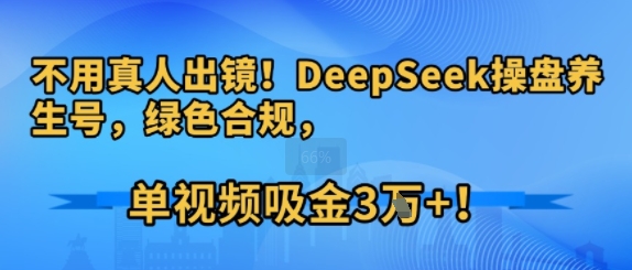 不用真人出镜！DeepSeek操盘养生号，绿色合规，单视频吸金3W+!-站源网