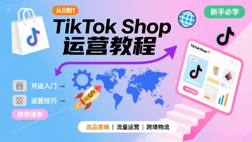 TikTok Shop从0到1运营教程，TikTok跨境电商新手必学课程-站源网