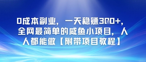 0成本副业，一天稳入3张，全网最简单的咸鱼小项目，人人都能做【附带项目教程】-站源网