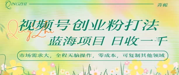 视频号创业粉打法，日入1k，蓝海项目，市场需求大，全程无脑操作，可复制-站源网