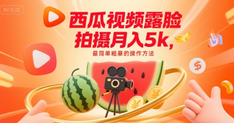 西瓜视频露脸拍摄月入5k，最简单粗暴的操作方法-站源网