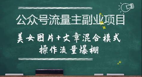 公众号流量主副业项目，美女图片+文章混合模式操作流量爆棚-站源网