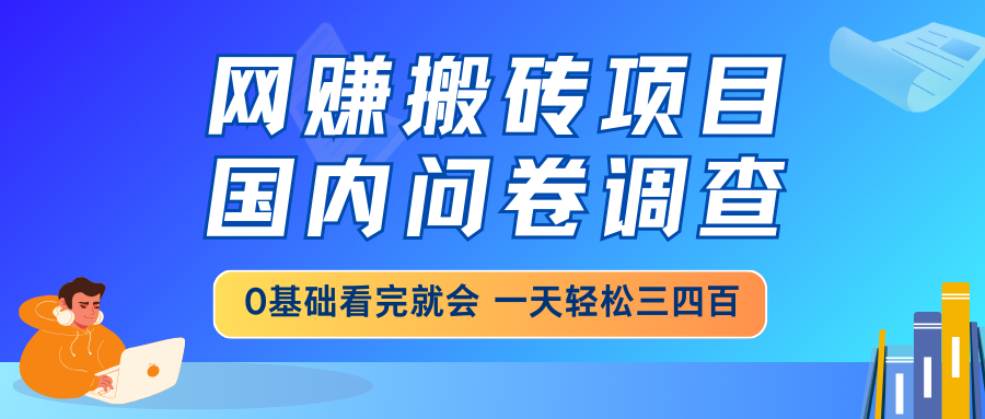 网赚搬砖项目，国内问卷调查，0基础看完就会 一天轻松三四百，靠谱副业…-站源网