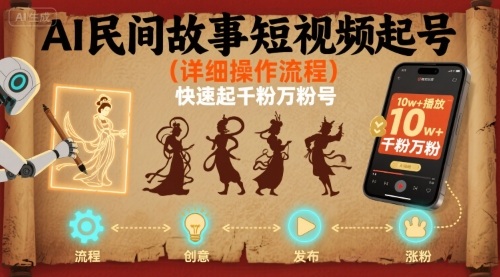 AI民间故事短视频起号，详细操作流程，快速起千粉万粉号-站源网