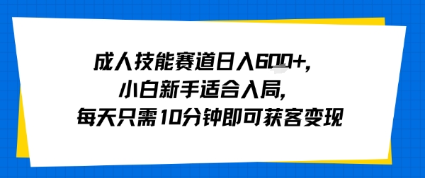 成人技能赛道日入多张，小白新手适合入局，每天只需10分钟即可获客变现-站源网