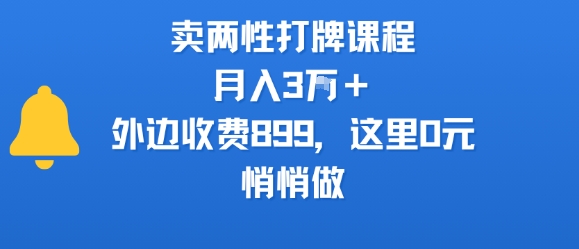 卖两性打牌课程，月入3W+外边收费899的课程，这里0元，悄悄做-站源网