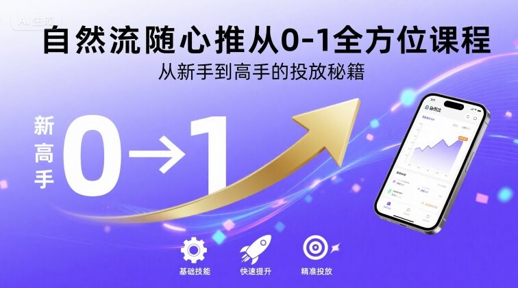自然流随心推从0-1全方位课程，从新手到高手的投放秘籍-站源网
