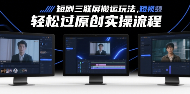 短剧三联屏搬运玩法，短剧搬运轻松过原创实操流程-站源网