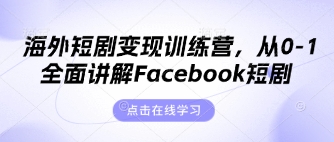 海外短剧变现训练营，从0-1全面讲解Facebook短剧-站源网