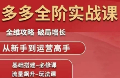 拼多多全阶实战课程，全维攻略，破局增长，从新手到运营高手-站源网