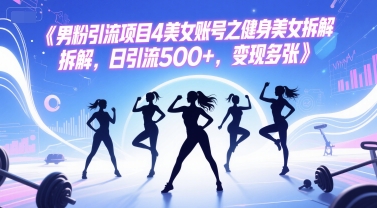 男粉引流项目4美女账号之健身美女拆解，日引流500+，变现多张-站源网