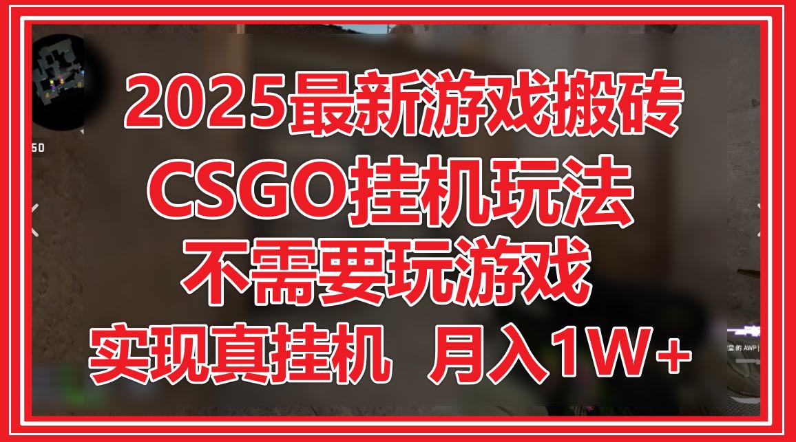 2025最新游戏搬砖，CSGO挂机，不需要玩游戏，实现真挂机，月入1W+-站源网