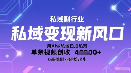 私域变现新风口：用AI做私域已成热潮，单条视频创收1k+，0基础副业轻松起步-站源网