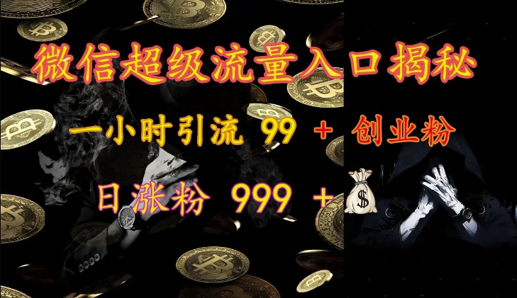 微信超级流量入口揭秘：一小时引流 99 + 创业粉，日涨粉 999 +-站源网