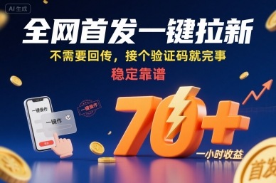 全网首发一键拉新项目，不需要回传，接个验证码就完事，稳定靠谱，一小时收益70+【揭秘】-站源网