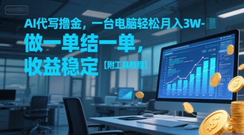 AI代写撸金，一台电脑轻松月入1-3W，做一单结一单，收益稳定【附工具教程】-站源网