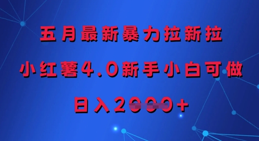 五月最新暴力拉新拉，小红薯4.0新手小白可做，日入多张-站源网