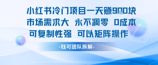 小红书冷门项目一天收益9张，市场需求大，0成本，可复制性强可以矩阵操作-站源网