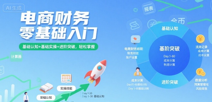 电商财务零基础入门，基础认知+基础实操+进阶突破，轻松掌握-站源网