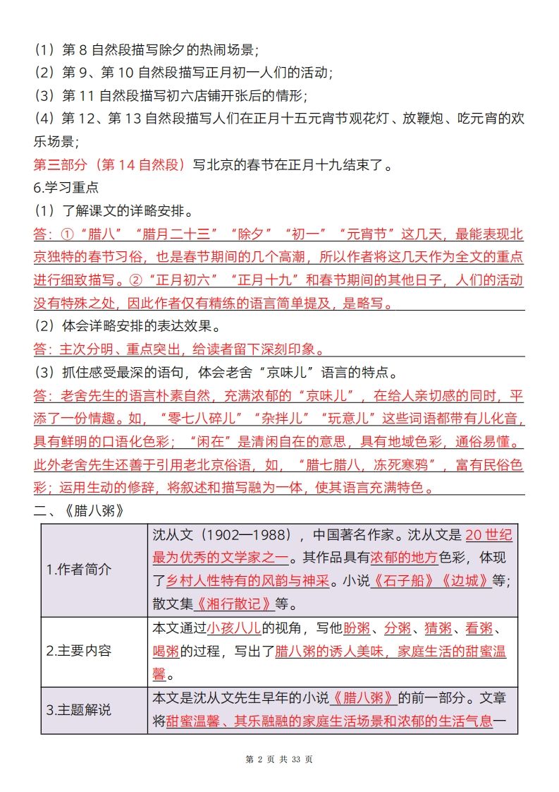 六年级语文下册全册知识点精讲33页-站源网