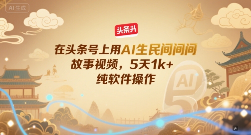 在头条号上用AI生民间故事视频，5天1k+，纯软件操作-站源网