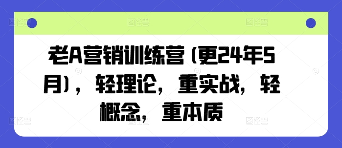 老A营销训练营(更25年8月)，轻理论，重实战，轻概念，重本质-站源网