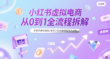 小红书虚拟电商从0到1全流程拆解，手把手教你复制，新手小白也能轻松月入过W-站源网