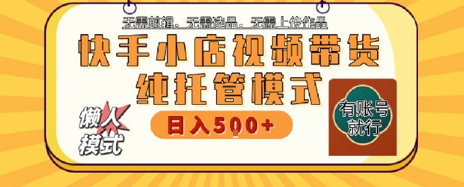 快手小店托管代运营，无需剪辑，无需选品，无需上传作品，全程无需操作，轻松月入5k+【揭秘】-站源网