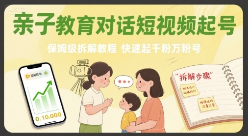 亲子教育对话短视频起号，保姆级拆解教程，快速起千粉万粉号-站源网
