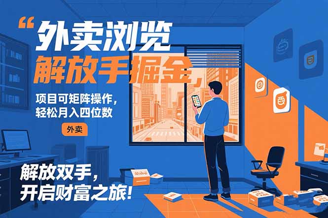 外卖浏览掘金项目 可矩阵操作 轻松日入500+-站源网