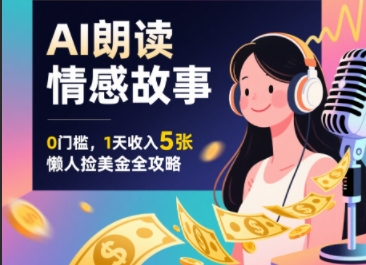 Ai朗读情感故事，0门槛，1天收入5张，每天10分钟，懒人捡美金全攻略-站源网