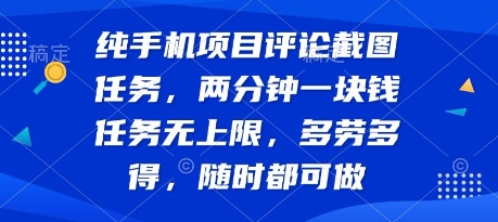 纯手机项目评论截图任务，两分钟一块钱 任务无上限多劳多得，随时随地都能做【揭秘】-站源网
