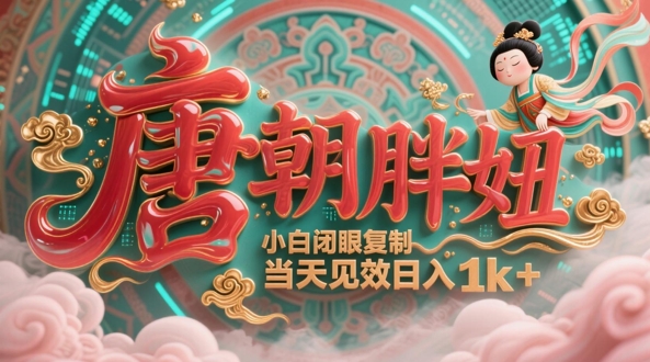 用AI克隆“唐朝胖妞”日更3条，平台疯狂推流，小白闭眼复制，当天见效，日入1k+-站源网