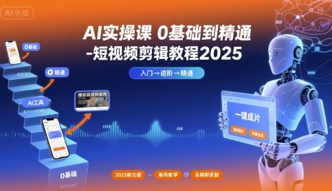 AI实操课0基础到精通-短视频剪辑教程2025-站源网