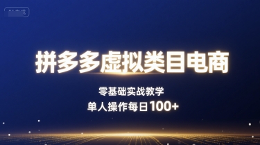拼多多虚拟类目电商，零基础实战教学，单人操作每日100+-站源网