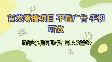 首发零撸项目 不看广告 手机可做 新手小白可以做 月入3k+【揭秘】-站源网