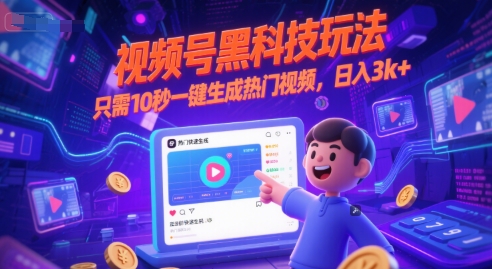 视频号黑科技玩法，只需10秒一键生成热门视频，日入3k+【揭秘】-站源网