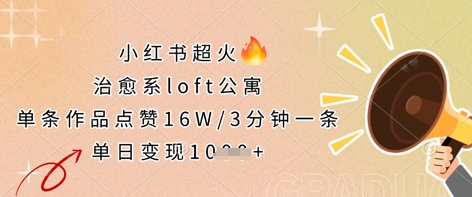 小红书超火的治愈系loft公寓，单条作品点赞16W，3分钟一条，单日变现数张-站源网