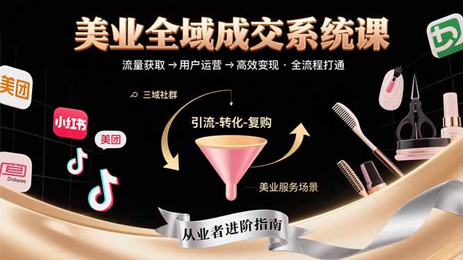 美业全域成交系统课程：帮助美业从业者打通从流量获取到高效变现全流程-站源网