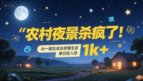 农村夜景杀疯了！AI一键生成治愈系慢生活，单日狂入1k+-站源网