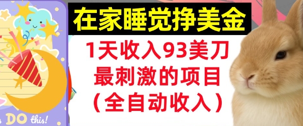 在家挣美金，1天收入93刀，最刺激的项目，0门槛，自动收入(首次公开)-站源网