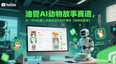 油管AI动物故事赛道，AI+RPA机器人流程自动化制作素材【保姆级教程】-站源网