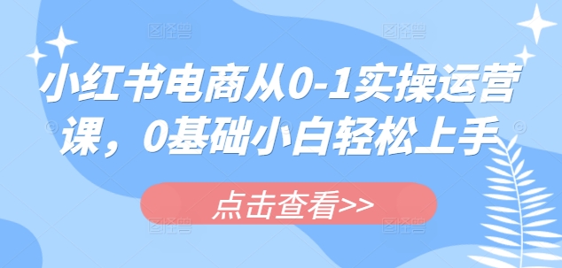 小红书电商从0-1实操运营课，0基础小白轻松上手-站源网