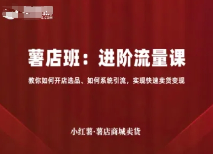 小红薯薯店商城卖货，进阶流量课，教你如何开店选品、如何系统引流，实现快速卖货变现-站源网