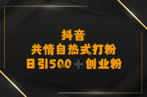日引500+创业粉，抖音共情自热式打粉-站源网