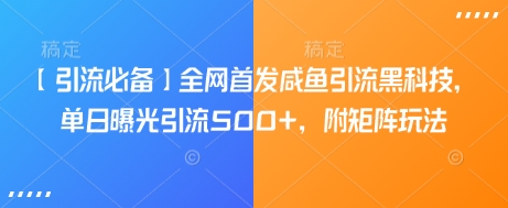 【引流必备】全网首发咸鱼引流黑科技，单日曝光引流500+，附矩阵玩法【揭秘】-站源网