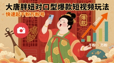 大唐胖妞对口型爆款短视频玩法，快速起千粉万粉号-站源网