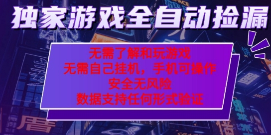 游戏全自动捡漏项目，最新独家玩法，每天操作几十分钟，无任何难度，当天见收益【揭秘】-站源网