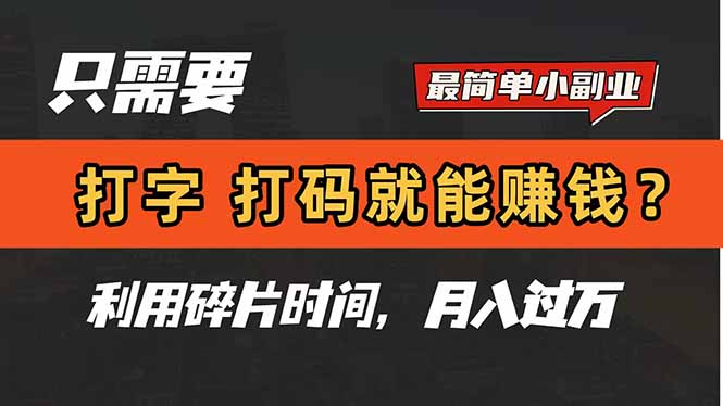 只需要打字，打码，就能赚钱？简单的赚钱小副业，利用碎片时间，月入过万-站源网