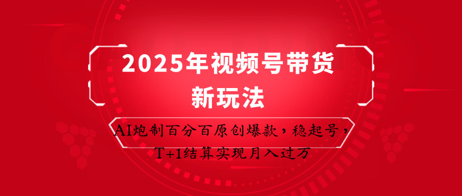 2025年视频号带货新玩法：AI炮制百分百原创爆款，稳起号，T+1结算实现月入过万-站源网